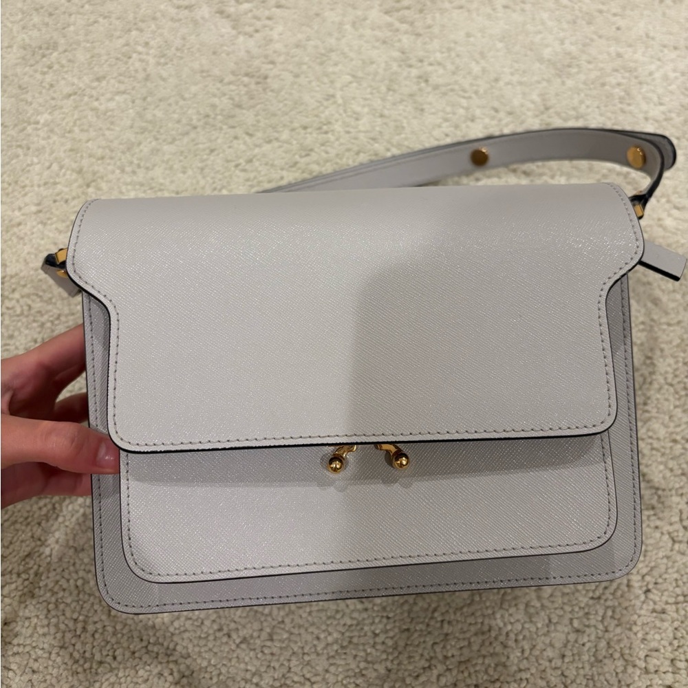 Marni Off White Saffiano Medium Trunk Shoulder Bag